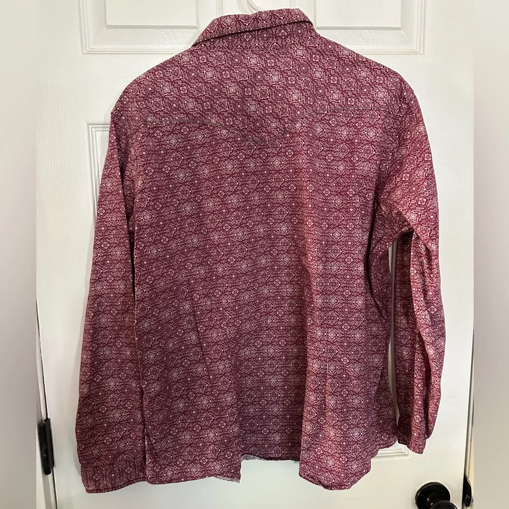 Red Patterned Button-Up Shirt - Picture 2 of 2